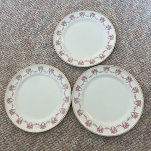 3 - Limoges 6 1/4 inch bread & butter plates Plate Gold Trimmed Edges Charmaine